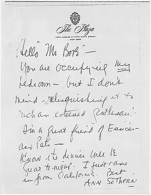 Ann Sothern Note