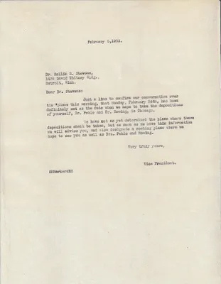 Letters Sent to Rollin H. Stevens, February 5, 1930