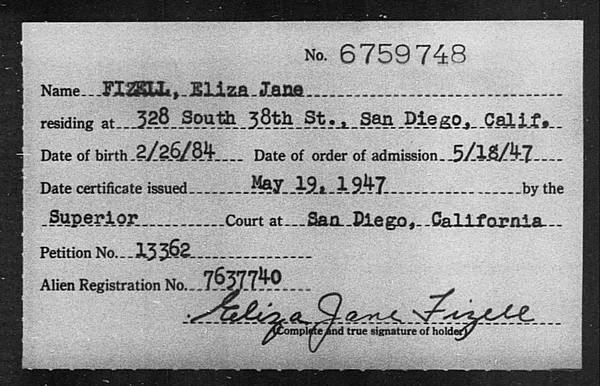 Fizell, Eliza Jane - 1947