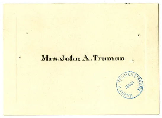 Wedding Gift Card from Martha Ellen Truman
