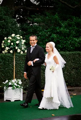 President Richard M. Nixon Escorts Daughter Tricia to Her Wedding in the White House Rose Garden