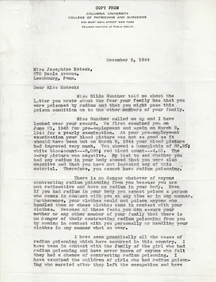 Letters Received to Ms. Josephine Koteck, December 5, 1944