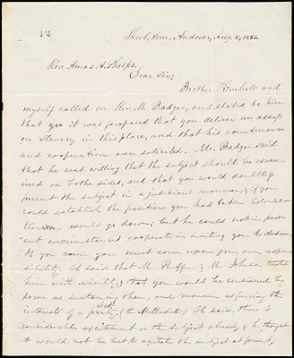 Letter from Lewis F. Laine, Andover, to Amos Augustus Phelps, Aug. 8, 1833