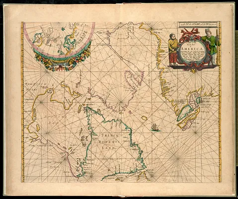 A Chart of the north part of America, describing the sea coast of Groenland, Dawies Streights, Baffins Bay, Hudsons Streights, Buttons Bay and James Bay