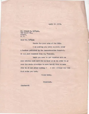 Letters Sent to Edward R. McGlynn, April 17, 1925