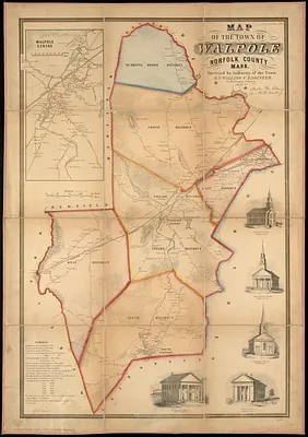 Map of the town of Walpole Norfolk County Mass