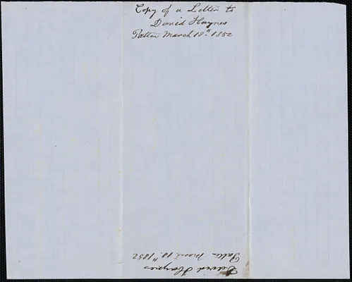 Copy of a letter from Samuel Warner to David Haynes, 18 March 1852