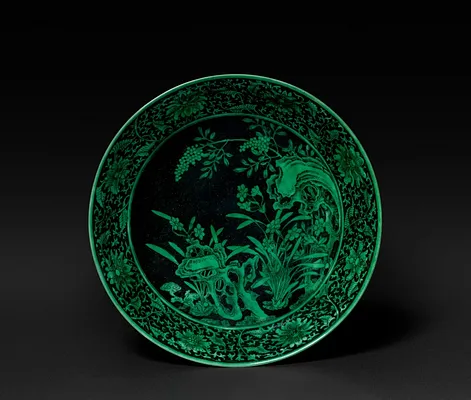 Dish with Narcissus and Rocks (interior); Floral Scrolls (exterior)