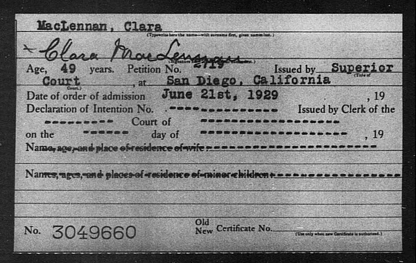MacLennan, Clara - 1929