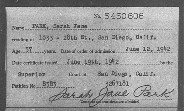 Park, Sarah Jane - 1942