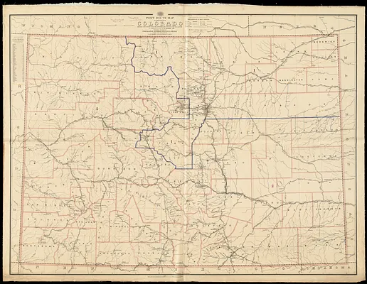 Post route map of the State of Colorado showing post offices with the intermediate distances and mail routes in operation on the 1st of December 1895