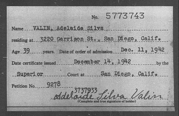 Valin, Adelaide Silva - 1942