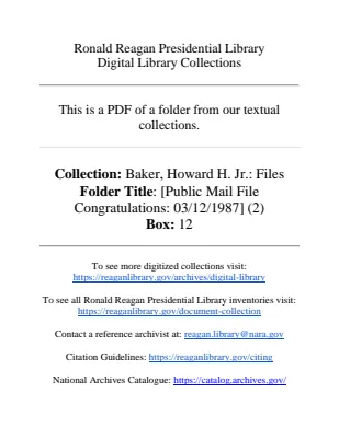 [Public Mail File Congratulations: 03/12/1987] (2)