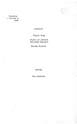 White House Luncheon and Dinner Menu