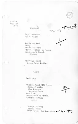 White House Luncheon and Dinner Menu
