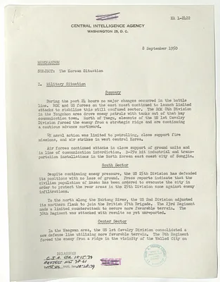 Memorandum from R. H. Hillenkoetter, Korean Situation