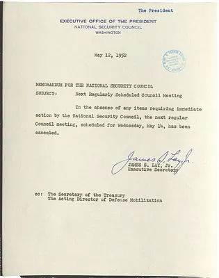 Memorandum from James S. Lay, Jr. to the National Security Council
