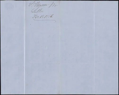 Samuel Warner to W. A. Harrington, 18 December 1856