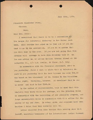 [Fred H. Moore] typed letter (copy) to Elizabeth Glendower Evans, [Boston, Mass.], June 25, 1924