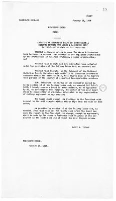White House Press Release, Executive Order Number 9923
