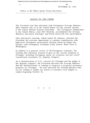 Summary of President's Meeting with Portuguese Foreign Minister Melo Antunes [Meeting Summary]