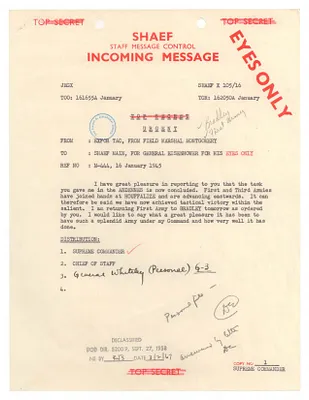 Cable, Bernard Montgomery to Dwight D. Eisenhower