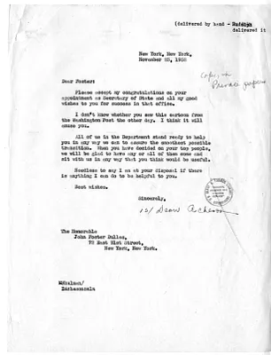 Letter from Secretary of State Dean Acheson to John Foster Dulles