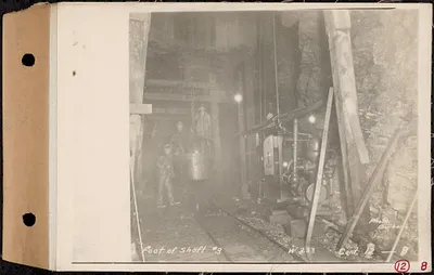 Contract No. 12, Sinking Shafts 2 (Holden), 3 (Holden), and 4 (Rutland) for Wachusett-Coldbrook Tunnel, foot of Shaft 3, Holden, Mass., Mar. 15, 1928