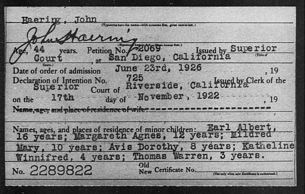 Haering, John - 1926