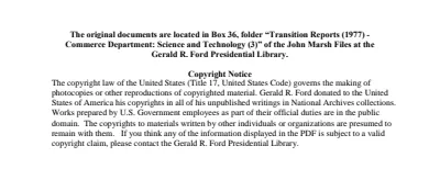 Transition Reports (1977) - Commerce Department: Science and Technology (3)