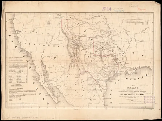 Map of Texas and the country adjacent