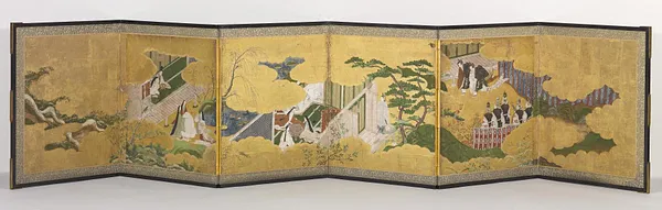 Six-fold Screen with Scenes from ""The Genji Monogatari""