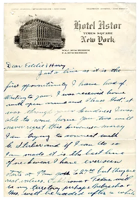 Handwritten Letter to Edward Jacobson and Harry S. Truman from Oliver M. Solinger