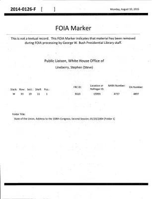 State of the Union, Address to the 108th Congress, Second Session, 01/20/2004 [Folder 1]