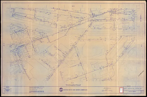 Water distribution system map, Boston proper, sheet no. 22h