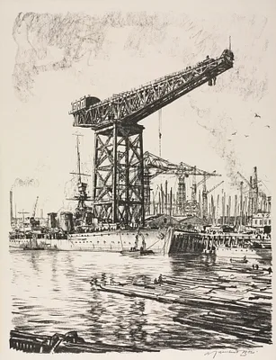 The Great War:  Britain's Efforts and Ideals; Building Ships:  A Fitting Out Basin