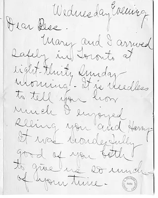 Letter from Arry Mayer to Bess W. Truman