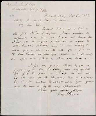 Letter from David Newton Sheldon, Waterville, to Amos Augustus Phelps, Sept 27. 1843