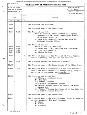 President Gerald R. Ford's Daily Diary, May 10, 1975