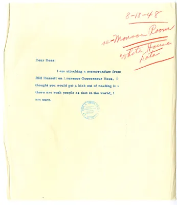 Letter from President Harry S. Truman to Bess W. Truman
