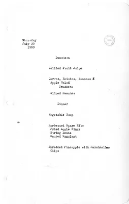White House Luncheon and Dinner Menu