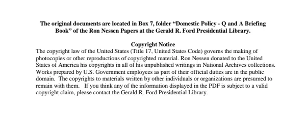 Domestic Policy - Q and A Briefing Book