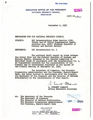 Memorandum from S. Everett Gleason to the National Security Council with Attachment