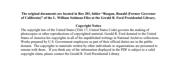 Reagan, Ronald (Former Governor of California)