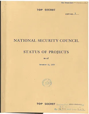 Report, National Security Council Status of Projects