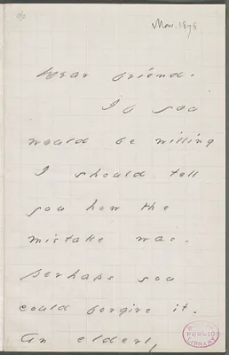 Your Scholar (Emily Dickinson), Amherst, Mass., autograph letter signed to Thomas Wentworth Higginson, February-March 1876