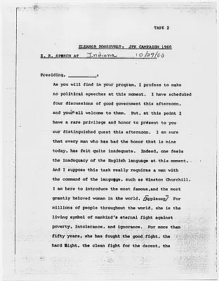 Speech by Eleanor Roosevelt in Indianapolis, Indiana, 27 October 1960