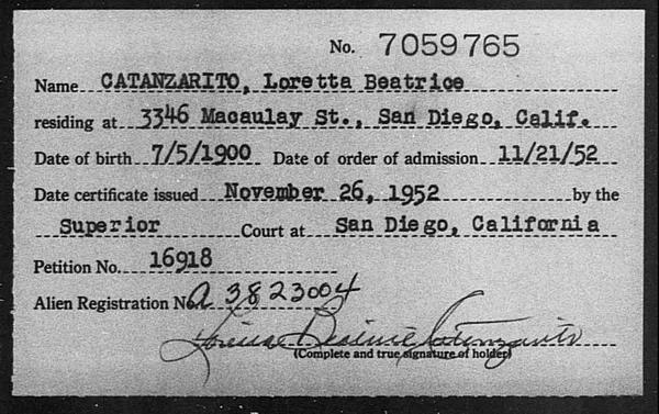 Catanzarito, Loretta Beatrice - 1952