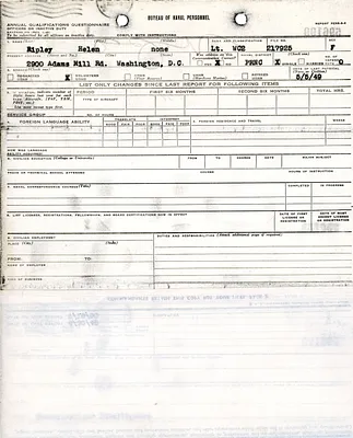 Annual qualifications questionnaire, Helen Ripley, Abbot Academy, class of 1930