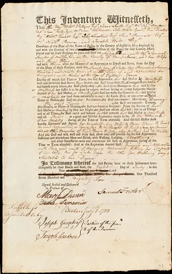 Lydia Down indentured to apprentice with Samuel Fowler of Westfield, 8 July 1782